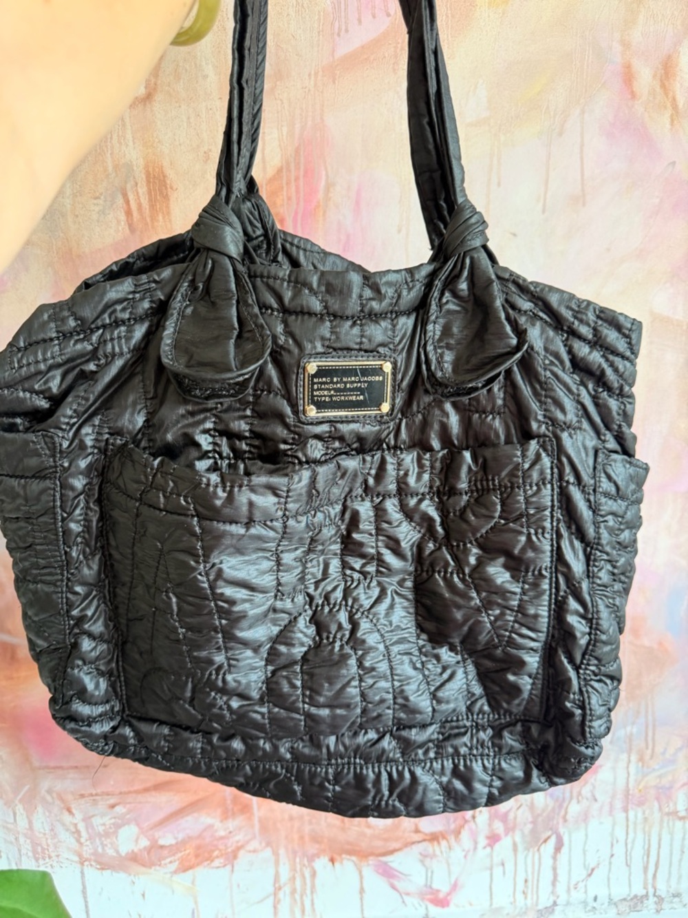 Marc by Marc Jacobs Black Quilted Tote with Front Pocket
